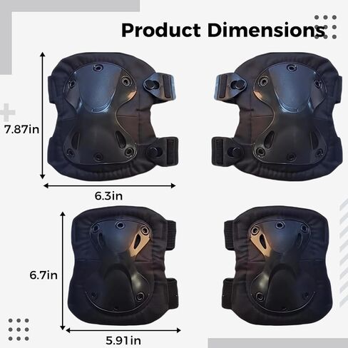 طقم وسادات للركبة والكوع القتالية، 4 قطع معدات شديدة التحمل للتدريب، أسود in Kuwait