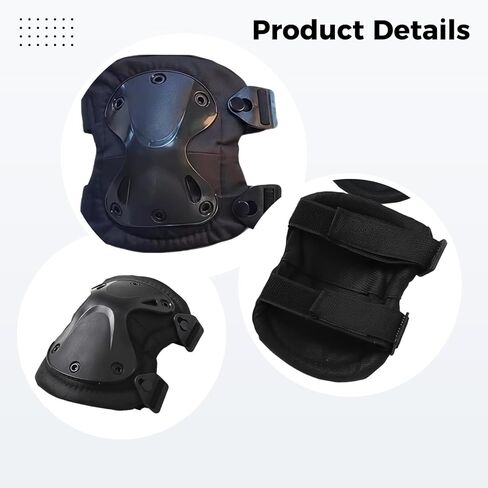 طقم وسادات للركبة والكوع القتالية، 4 قطع معدات شديدة التحمل للتدريب، أسود in Kuwait