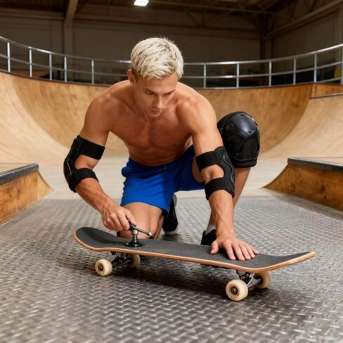 طقم وسادات للركبة والكوع القتالية، 4 قطع معدات شديدة التحمل للتدريب، أسود in Kuwait