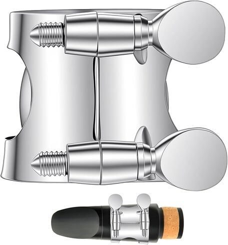 Clarinet Ligature For Bb Clarinet Mouthpiece, Adjustable Brass Screw Fastener For Woodwind Instrument Protection And Performance(Silver) in Saudi Arabia