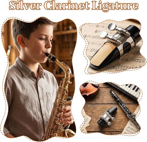 Clarinet Ligature For Bb Clarinet Mouthpiece, Adjustable Brass Screw Fastener For Woodwind Instrument Protection And Performance(Silver) in Saudi Arabia
