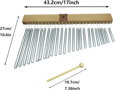 25 Note Bar Chimes Instrument with Metal Mount Holder Wood Mallet, Single-row Percussion Wind Chime with Mounting Bracket for Drum Set Cymbal Stand in Saudi Arabia