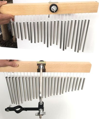 25 Note Bar Chimes Instrument with Metal Mount Holder Wood Mallet, Single-row Percussion Wind Chime with Mounting Bracket for Drum Set Cymbal Stand in Saudi Arabia