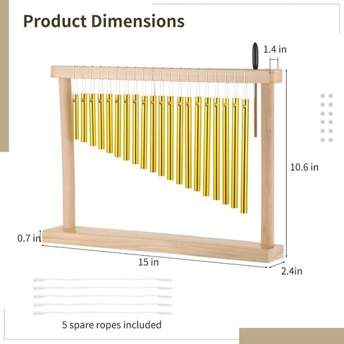 20 جرس رنين ملاحظة، صف واحد 20 بار أداة قرع الرياح، رنين يدوي خشبي لسطح المكتب مع مطرقة، أداة رنين الرياح للبالغين والشباب in Kuwait