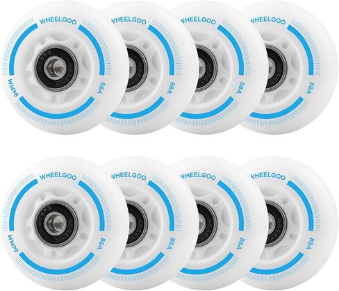8 عجلات تزلج مضمنة بإضاءة LED للأطفال والمراهقين، بدون بطارية، عجلات من البولي يوريثان مع محامل 608RS، التزلج المسائي والليلي (أبيض، 70 مم) in Kuwait