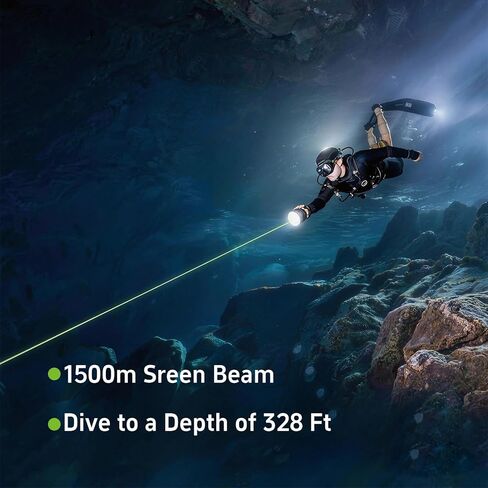 nitescuba G20 Scuba Diving Signal Light 2000 Lumens Underwater Flashlight, 500M Green Beam and White LED Combo, Rechargeabl Battery for Night Dive Training Instructor Underwater Cave Exploration in Saudi Arabia