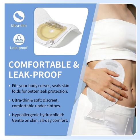 100 PCS Colostomy Bags, One-Piece Drainable ostomy Bag, Ostomy Supplies, 20mm-65mm, Opening for Ileostomy Stoma Care Cut-to-Fit in Saudi Arabia