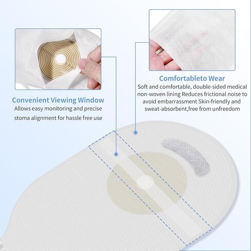 100 PCS Colostomy Bags, One-Piece Drainable ostomy Bag, Ostomy Supplies, 20mm-65mm, Opening for Ileostomy Stoma Care Cut-to-Fit in Saudi Arabia