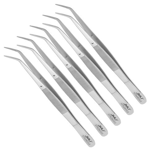 JMU Dental College Tweezers 6", Dental Cotton Pliers - Angled Serrated Beak Forceps, Professional Stainless Steel for Oral Care & Surgical Use, Grooved Handle, Precision Tips, 1 Pcs in Kuwait