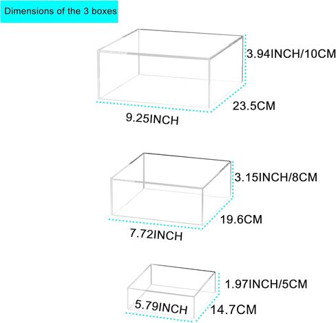 3 عبوات من صناديق الأكريليك المكعبات الأكريليك لرافعات بوفيه الطعام وحوامل تزيينية من 6 بوصات إلى 10 بوصات مع قيعان مجوفة 3 أحجام لحفلات تقديم الطعام والحلوى in Kuwait