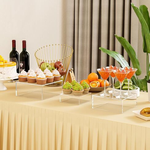 3 عبوات من صناديق الأكريليك المكعبات الأكريليك لرافعات بوفيه الطعام وحوامل تزيينية من 6 بوصات إلى 10 بوصات مع قيعان مجوفة 3 أحجام لحفلات تقديم الطعام والحلوى in Kuwait