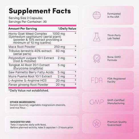 Libido Support for Women - Fast Acting with Hornygoatweed Women & Maca to Boost Mood, Passion & Intimacy - Female Hormone Balance & Womens Libido Support for Confidence & Desire - 60 Capsules in Saudi Arabia