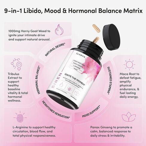 Libido Support for Women - Fast Acting with Hornygoatweed Women & Maca to Boost Mood, Passion & Intimacy - Female Hormone Balance & Womens Libido Support for Confidence & Desire - 60 Capsules in Saudi Arabia