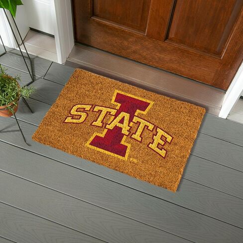 Team Sports America NCAA Iowa State University Natural Coir Doormat | Official Full Color Team Logo | 28 x 16 Inches | Non Slip Back | Front Door Welcome Floor Mats | Indoor Outdoor Entrance Rug in Saudi Arabia
