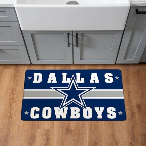 NFL Dallas Cowboys Indoor Entrance Mat, 30"x18" Anti-Fatigue Kitchen Mats and Rugs, Non Slip Backing, PVC Waterproof Ergonomic Comfort Mat for Entryway, Kitchen, Man Cave, Office, Sink, Laundry in Saudi Arabia