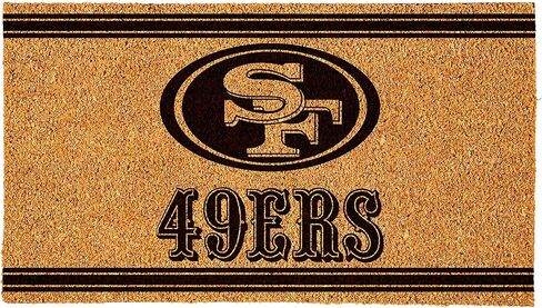Evergreen San Francisco 49ers Coir Door Mat, Indoor and Outdoor Entryway, 28 x 16 Inches Non Slip Back Welcome Floor Mats for Muddy Dog Paws, Weather-Resistant Front Door Entrance Home Décor in Saudi Arabia