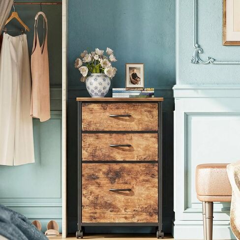 3 Drawer Mobile File Cabinet,Rustic Brown File Cabinets for Home Office, Rolling Printer Stand with Storage, Filing Cabinet 2 Drawer fits A4 or Letter Size for Home Office in Kuwait