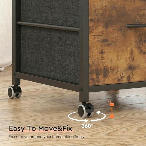 3 Drawer Mobile File Cabinet,Rustic Brown File Cabinets for Home Office, Rolling Printer Stand with Storage, Filing Cabinet 2 Drawer fits A4 or Letter Size for Home Office in Kuwait