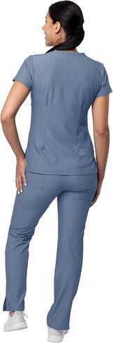 Adar Pro Everyday Expert Scrub Scrub للنساء - Screved V -neck Scrub Top & Tapered Draysring Pants in Kuwait
