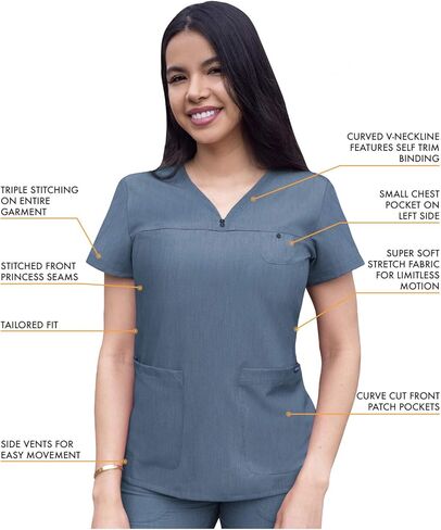 Adar Pro Everyday Expert Scrub Scrub للنساء - Screved V -neck Scrub Top & Tapered Draysring Pants in Kuwait