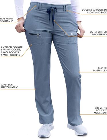 Adar Pro Everyday Expert Scrub Scrub للنساء - Screved V -neck Scrub Top & Tapered Draysring Pants in Kuwait