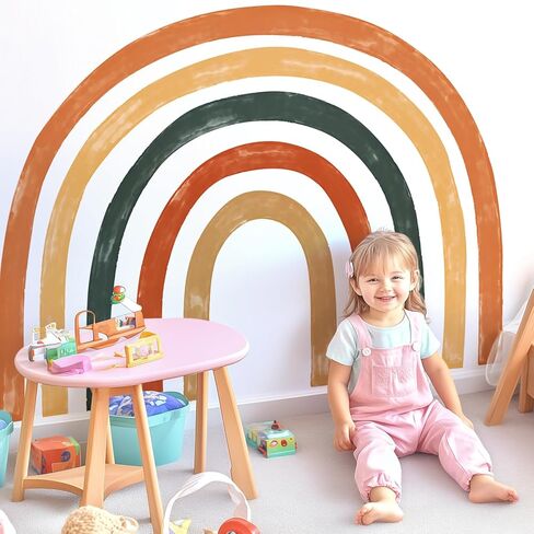 Large Watercolor Rainbow Wall Decals, Colorful Peel and Stick Fabric Nursery Wall Decor, Removable Home Room Wall Decor Murals Stickers for Kids Girls Toddler Bedroom Living Room Playroom in Saudi Arabia