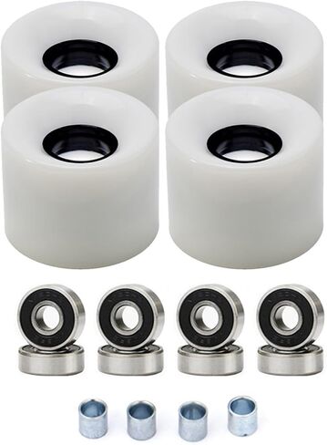 Skateboard Wheels 60x45mm 78A with ABEC-9 Bearings and Spacers, Longboard Wheel Set for Street Skating, PU Material, 4 Pack(White) in Saudi Arabia
