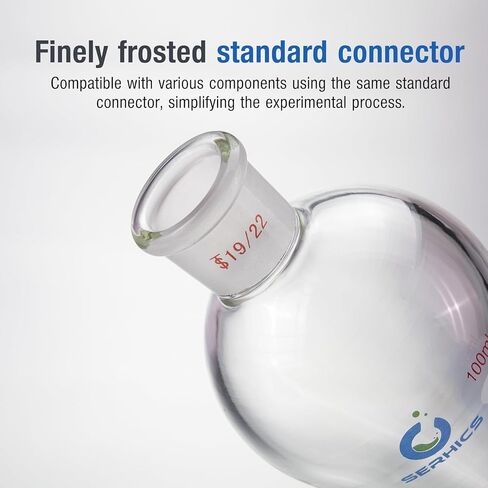 Conical Separatory Funnel with PTFE Stopcock,250mL,Heavy Wall Borosilicate Glass, 19/22 Joints, Precise Graduated Separating Funnel for Lab, Chemical Extraction in Kuwait