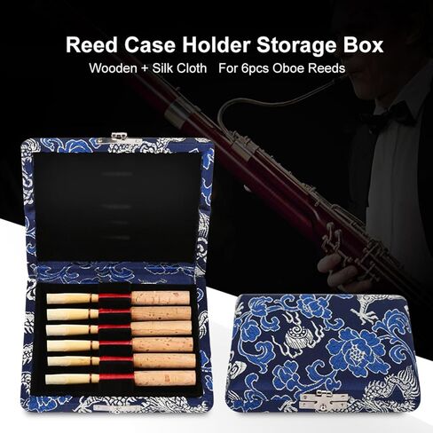 حافظة المزمار، صندوق قصب المزمار الحريري الخشبي مع تصميم فتحة، حقيبة تخزين رائعة من قصب المزمار مع فتحات مسامية لـ 6 قطع من القصب، 3.54 × 3.15 × 0.778 بوصة، أزرق، قطعة واحدة in Kuwait