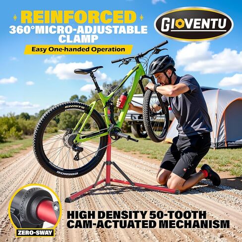 E Bike Repair Stand, Heavy Duty Bicycle Maintenance Stand for Mountain Bike, Folding Mechanic Workstand with Adjustable Height & 360° Clamp, Portable Tool Tray Included for Road Bike, Adult Bike in Kuwait