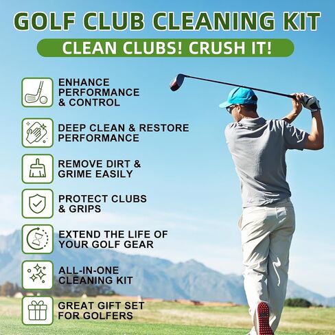Pro Golf Club Cleaning Kit – Cleaner, Polish, Grip Cleaner, Brush, Towel & Bag | Restores Irons & Drivers, Removes Rust & Scratches, Renews Grip | Golf Gifts for Men in Saudi Arabia