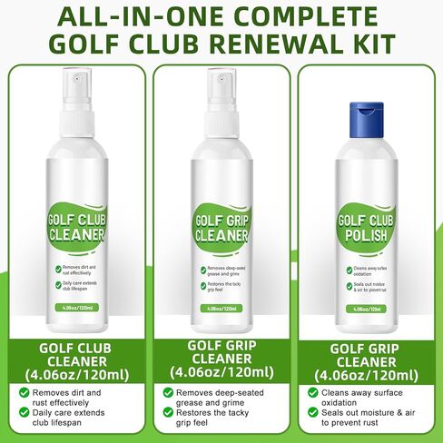 Pro Golf Club Cleaning Kit – Cleaner, Polish, Grip Cleaner, Brush, Towel & Bag | Restores Irons & Drivers, Removes Rust & Scratches, Renews Grip | Golf Gifts for Men in Saudi Arabia