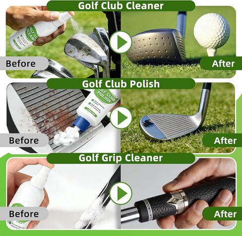 Pro Golf Club Cleaning Kit – Cleaner, Polish, Grip Cleaner, Brush, Towel & Bag | Restores Irons & Drivers, Removes Rust & Scratches, Renews Grip | Golf Gifts for Men in Saudi Arabia