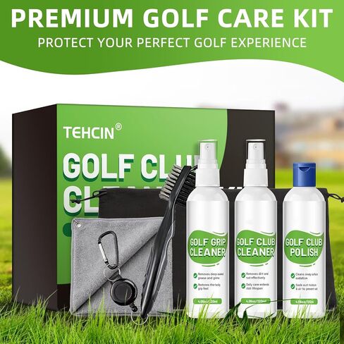 Pro Golf Club Cleaning Kit – Cleaner, Polish, Grip Cleaner, Brush, Towel & Bag | Restores Irons & Drivers, Removes Rust & Scratches, Renews Grip | Golf Gifts for Men in Saudi Arabia