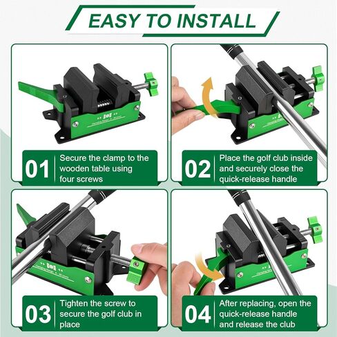 مجموعة أدوات إعادة الإمساك بنادي الجولف، مشبك ملزمة من الألومنيوم مع فك سريع، حامل مطاطي للمكاوي والسائقين، أداة إزالة مقبض عمود ورشة العمل المنزلية in Kuwait