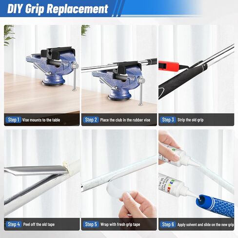 ملزمة نادي الجولف لإعادة الإمساك - مجموعة أدوات إعادة الإمساك المحمولة لنادي الجولف، طقم قبضة الجولف مع مشبك مطاطي، وأشرطة، وسكين خطاف، وقفازات وحقيبة تخزين in Kuwait