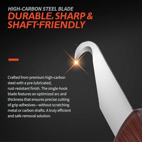 7pcs Club High-Carbon Steel Single-End Hook Knife Set with Wood-Grip Handle & Pre-Lubricated Blades - Golf Club/Bike Grip Removal Tool in Kuwait