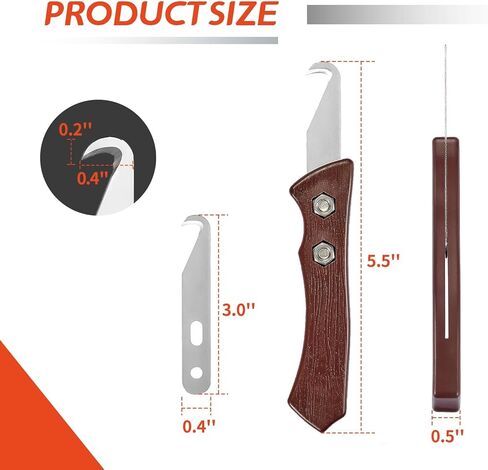 7pcs Club High-Carbon Steel Single-End Hook Knife Set with Wood-Grip Handle & Pre-Lubricated Blades - Golf Club/Bike Grip Removal Tool in Kuwait
