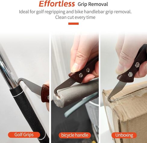 7pcs Club High-Carbon Steel Single-End Hook Knife Set with Wood-Grip Handle & Pre-Lubricated Blades - Golf Club/Bike Grip Removal Tool in Kuwait