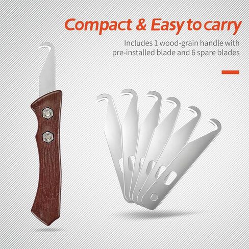 7pcs Club High-Carbon Steel Single-End Hook Knife Set with Wood-Grip Handle & Pre-Lubricated Blades - Golf Club/Bike Grip Removal Tool in Kuwait