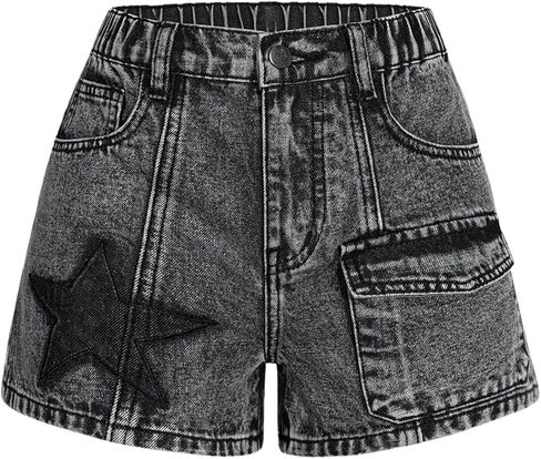 Wdirara Girl's Wrap Wert Wert Button Struged Raw Hem Denim Shorts مع جيوب in Saudi Arabia