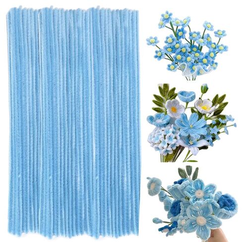 100 Pieces Pipe Cleaners Chenille Stem, Pastel Candy Color Pipe Cleaners Set for Pipe Cleaners DIY Arts Crafts Decorations, Chenille Stems Pipe Cleaners (Blue) in Kuwait