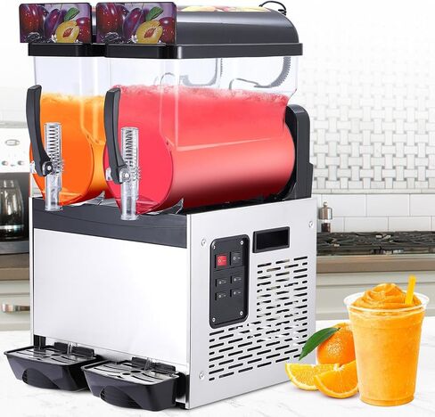 15L x 2 Commercial Slushie and Margarita Maker, Stainless Steel Frozen Drink & Icee Machine with Self-Cleaning, 700W, Home & Restaurant Use, Smoothie/Icemen Slush Machine, Black in Saudi Arabia
