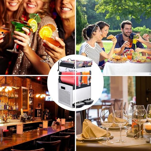 15L x 2 Commercial Slushie and Margarita Maker, Stainless Steel Frozen Drink & Icee Machine with Self-Cleaning, 700W, Home & Restaurant Use, Smoothie/Icemen Slush Machine, Black in Saudi Arabia