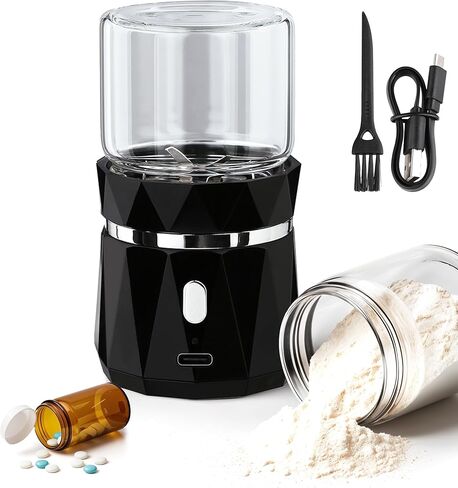 مطحنة حبوب الدواء الكهربائية - مطحنة أوتوماتيكية لمسحوق ناعم لطحن حبوب متعددة، أدوية صغيرة وكبيرة لكبار السن والحيوانات الأليفة - كسارة لاسلكية محمولة in Kuwait