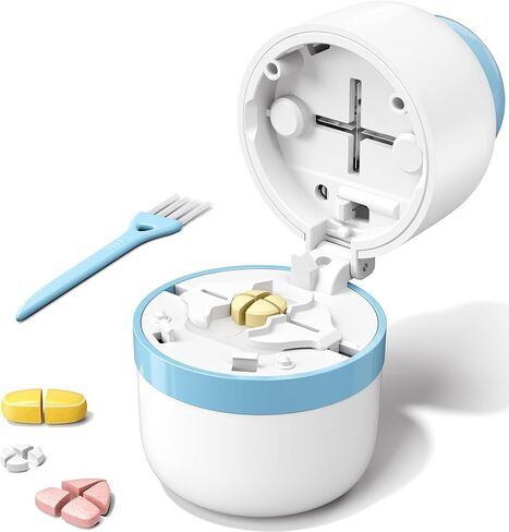 Daviky Pill Cutter Splitter for Small and Tiny Pills, Dual Safety Blades, Adjustable Pill Cutters for Small or Large Pills, Precise 1/4, 1/2 Tablet Cutter, Built-in Storage, Portable & Senior-Friendly in Kuwait