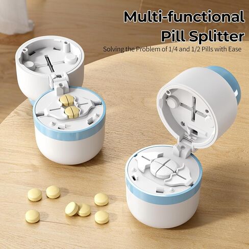 Daviky Pill Cutter Splitter for Small and Tiny Pills, Dual Safety Blades, Adjustable Pill Cutters for Small or Large Pills, Precise 1/4, 1/2 Tablet Cutter, Built-in Storage, Portable & Senior-Friendly in Kuwait