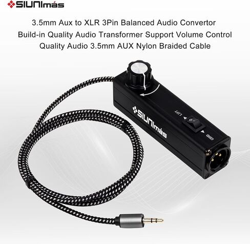 Pro 01A AUX to XLR 3Pin Noise Isolation Direct Box with Volume Controller and Grounding Switch Build-in Nylon Braided Cord Length 3.5ft Quality Durable 3.5mm AUX Plug (Pro 01A AUX-XLR) in Kuwait