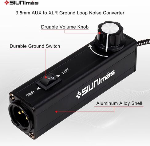 Pro 01A AUX to XLR 3Pin Noise Isolation Direct Box with Volume Controller and Grounding Switch Build-in Nylon Braided Cord Length 3.5ft Quality Durable 3.5mm AUX Plug (Pro 01A AUX-XLR) in Kuwait