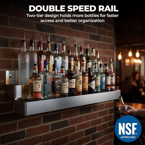 72" Bottle Rack for Bars, Restaurants & Foodservice | Extra-Wide Dual-Line Underbar Organizer - Speed Rails Made up of Stainless Steel (72 Double Rail) in Kuwait